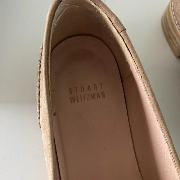 STUART WEITZMAN Guything Wingtip Tassel Tan Leather Loafers Sz 6.5 - Picture 2 of 6